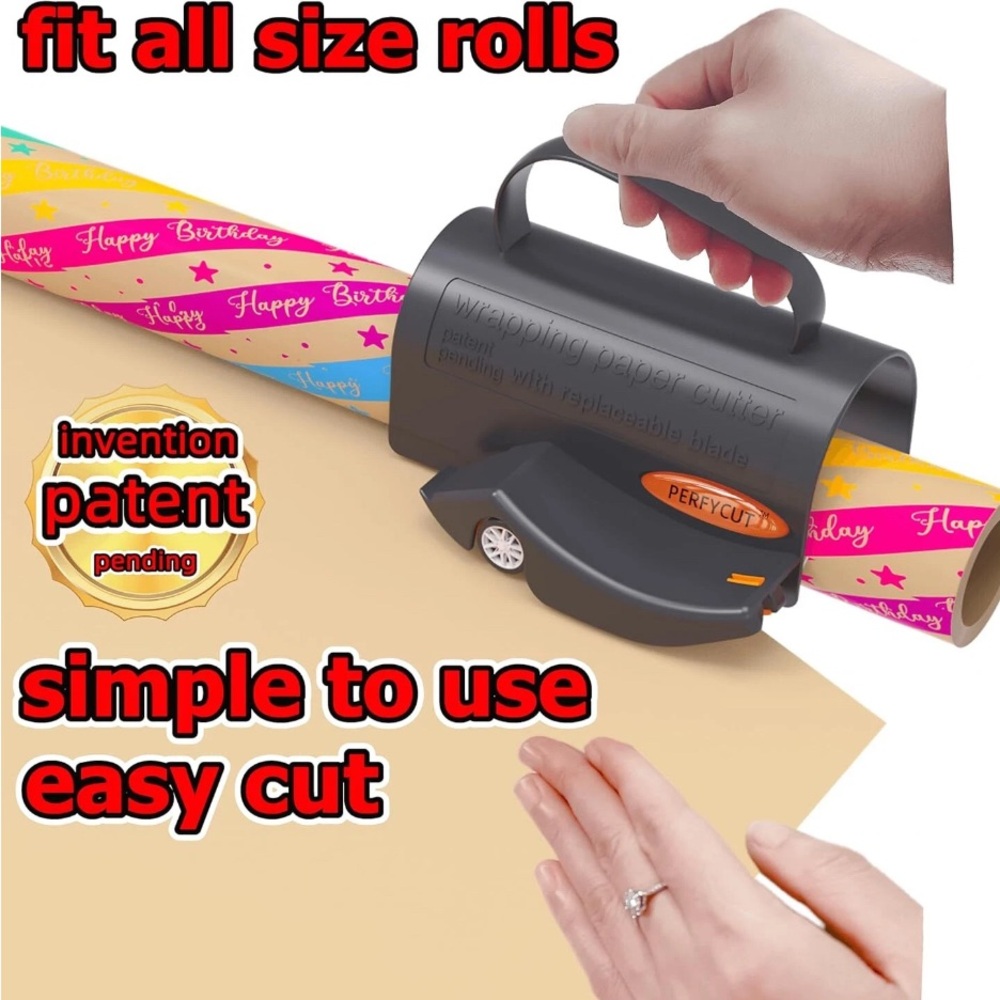 Wrapping Paper Cutter W/3 Replaceable‎ Blades For All Occasions 
Black NEW